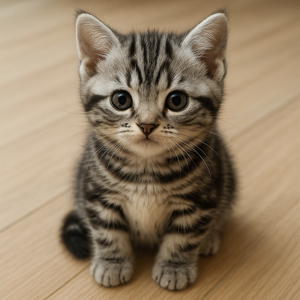 まんまる瞳のちびアメショ、好奇心でいっぱい！