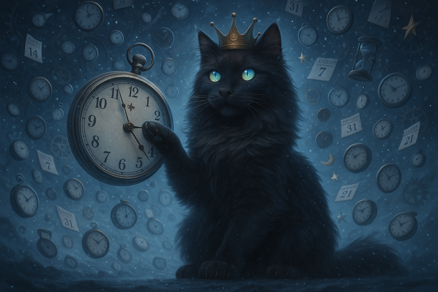 時を操るオーロラアイの黒猫王