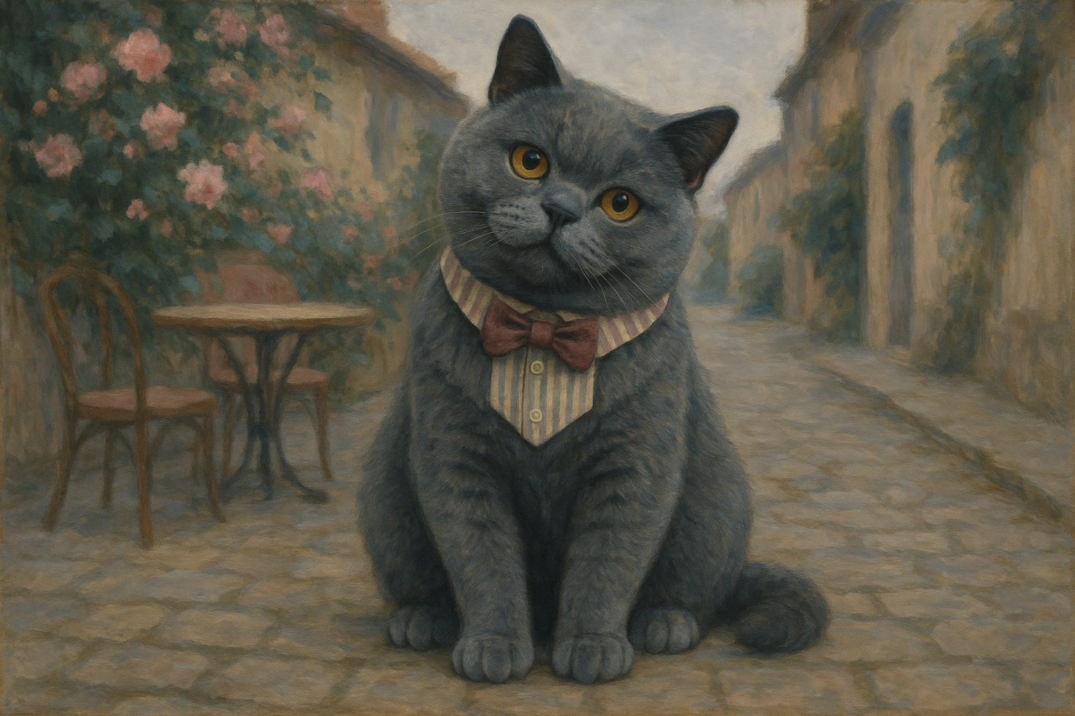 カフェテラスのブリティッシュショートヘア