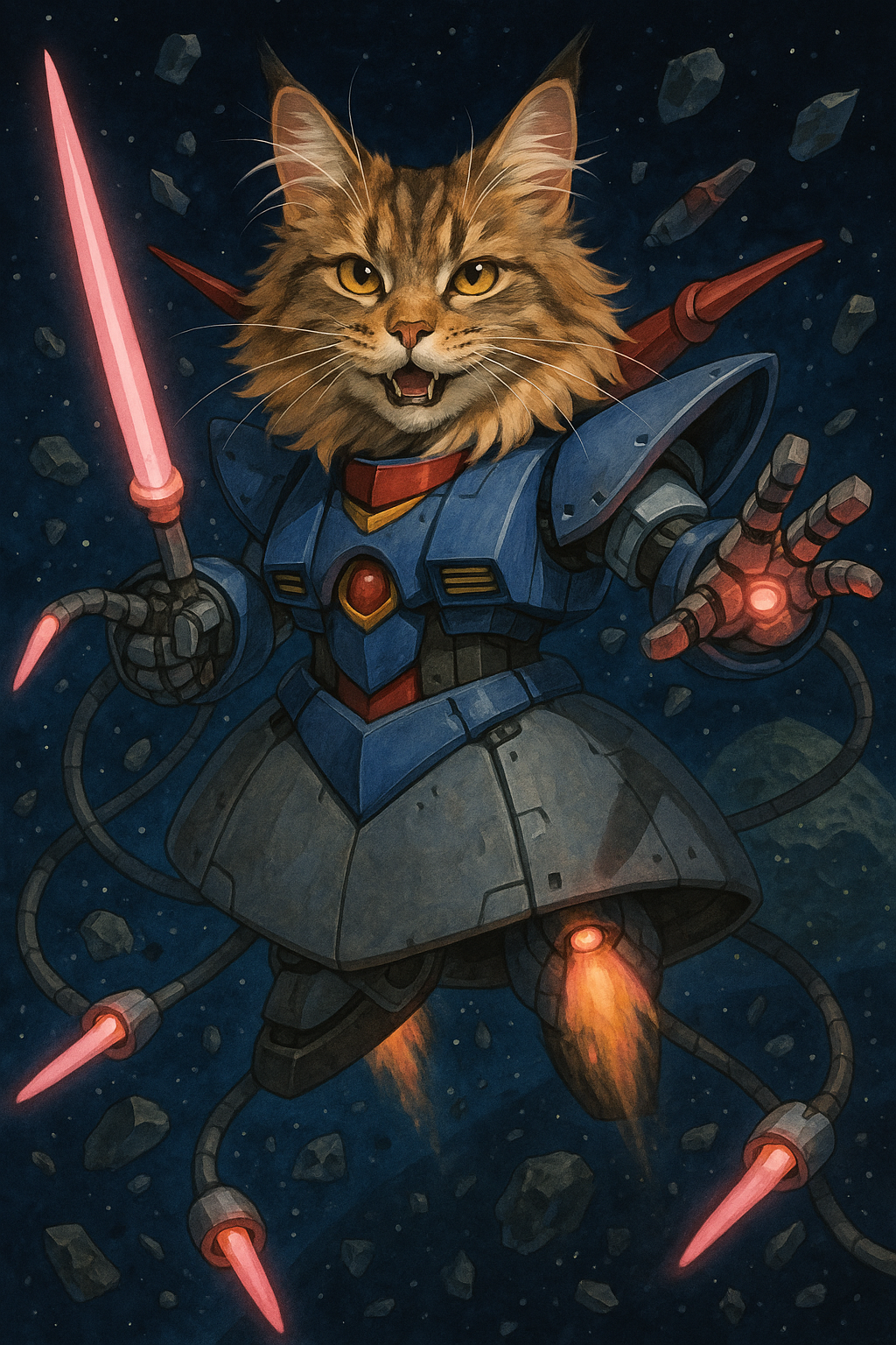 宇宙を支配する猫戦士の威嚇