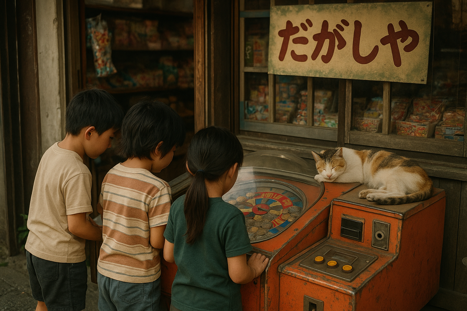 駄菓子屋と昼寝する看板猫