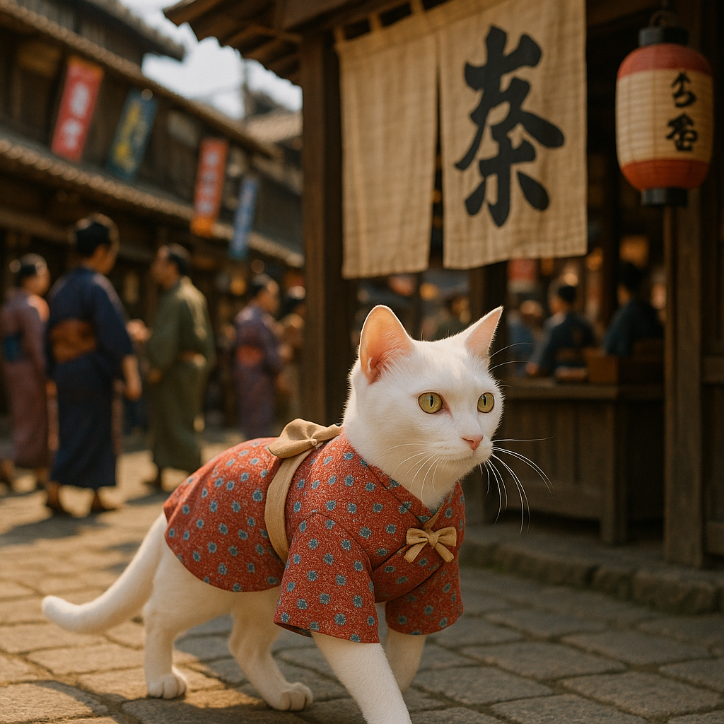 江戸の町娘猫と茶屋通り