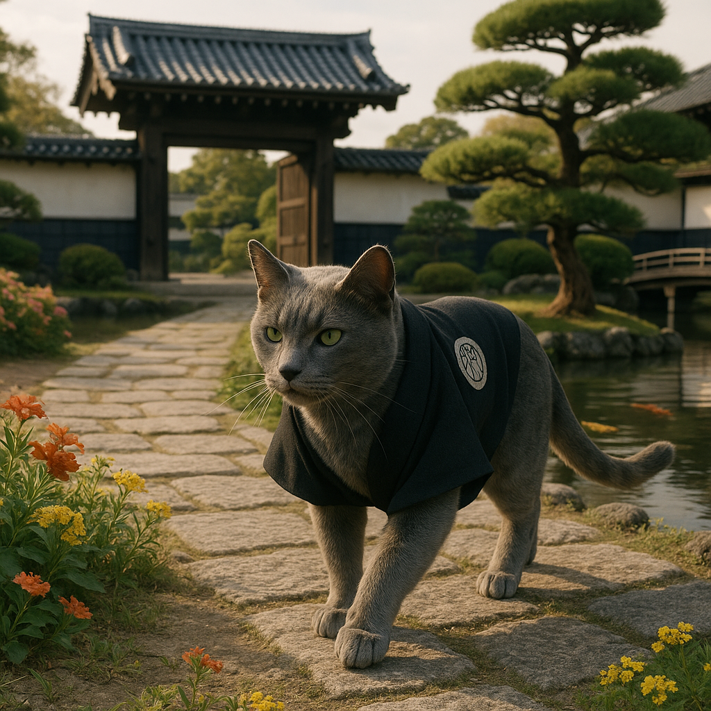 大名屋敷を巡る家紋羽織の灰猫