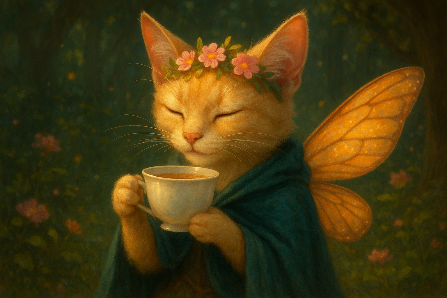 花冠の妖精仔猫と朝露ティーの奇跡