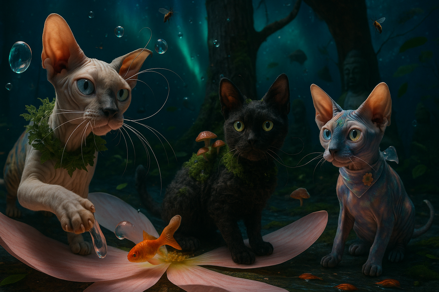 無重力フラワーフォレストの不思議な猫たち