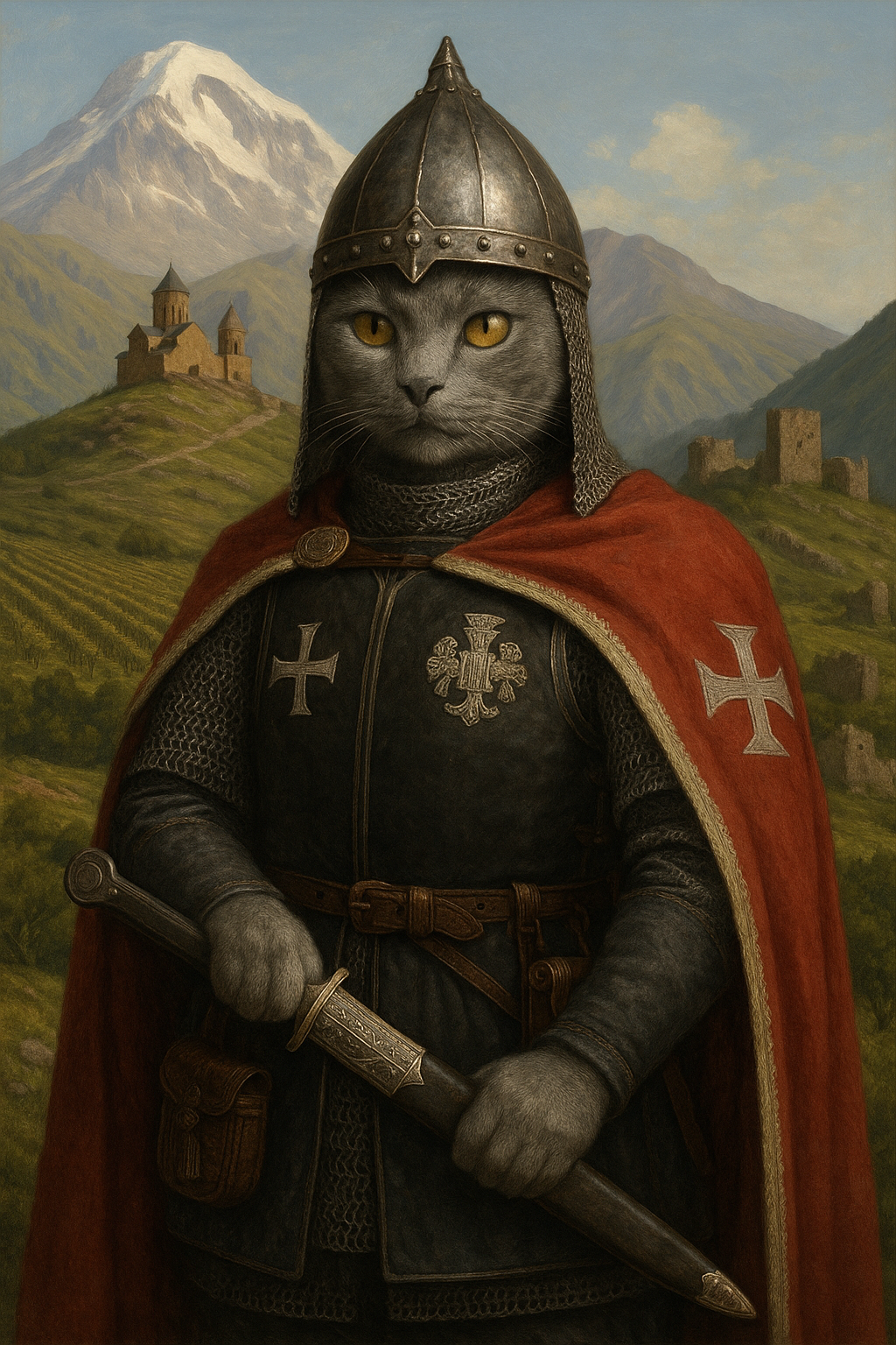 カズベキの誓いを刻むジョージア猫騎士