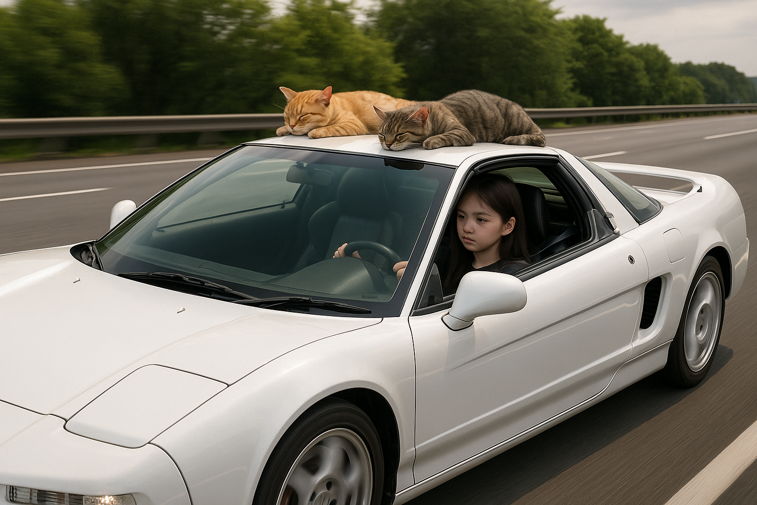 屋根の上で夢を見る猫たち