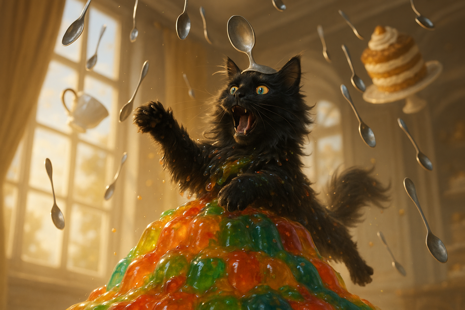 虹色の瞳とゼリーの塔と空飛ぶスプーン