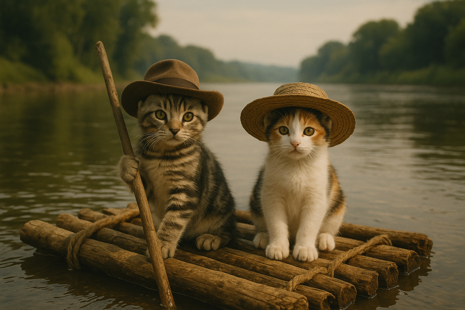 ねこ版・ミシシッピ冒険譚:トムとハックの川くだり