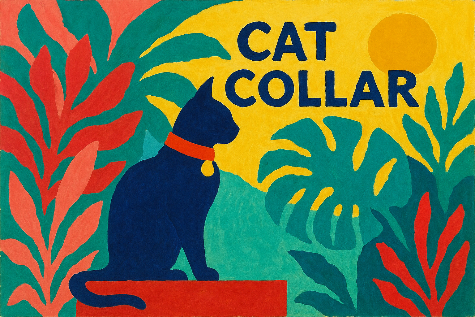 南国の光と遊ぶ、カラフルな首輪