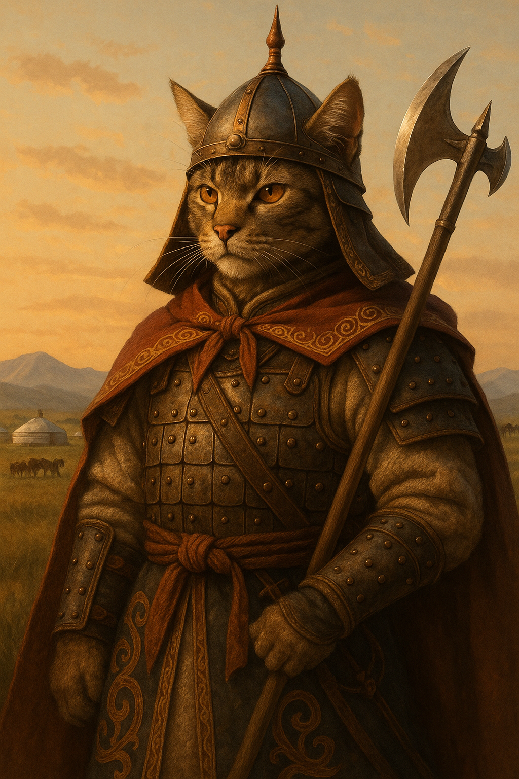 草原の守護者 - モンゴルの猫騎士