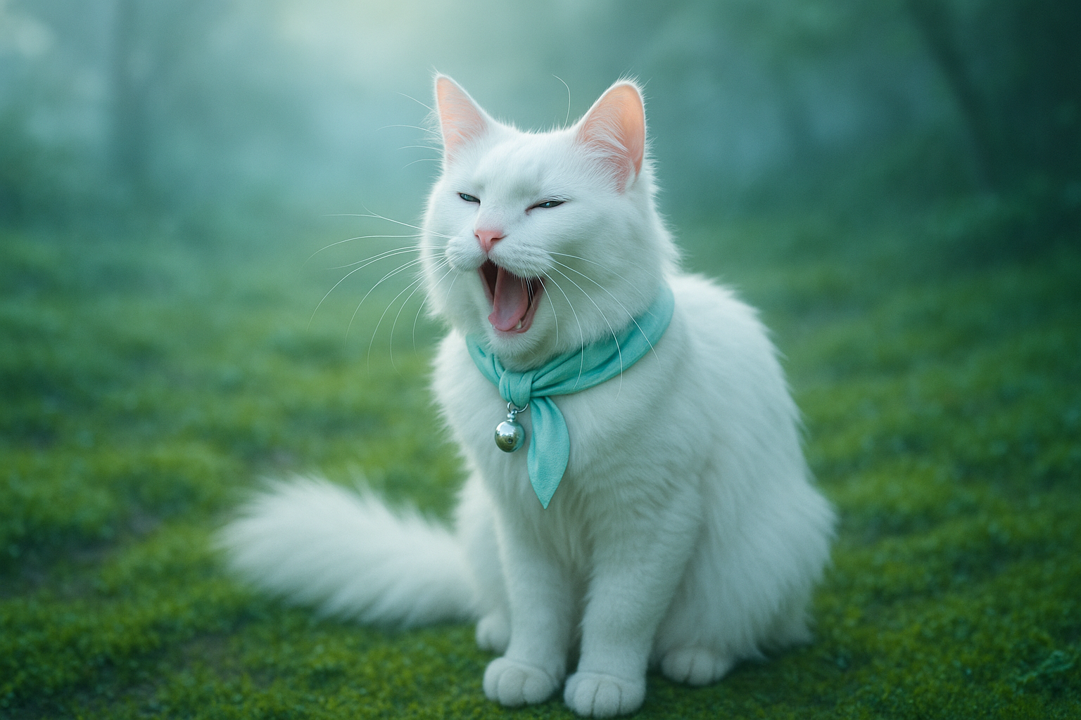 苔庭に響く、ひとつぶのあくび