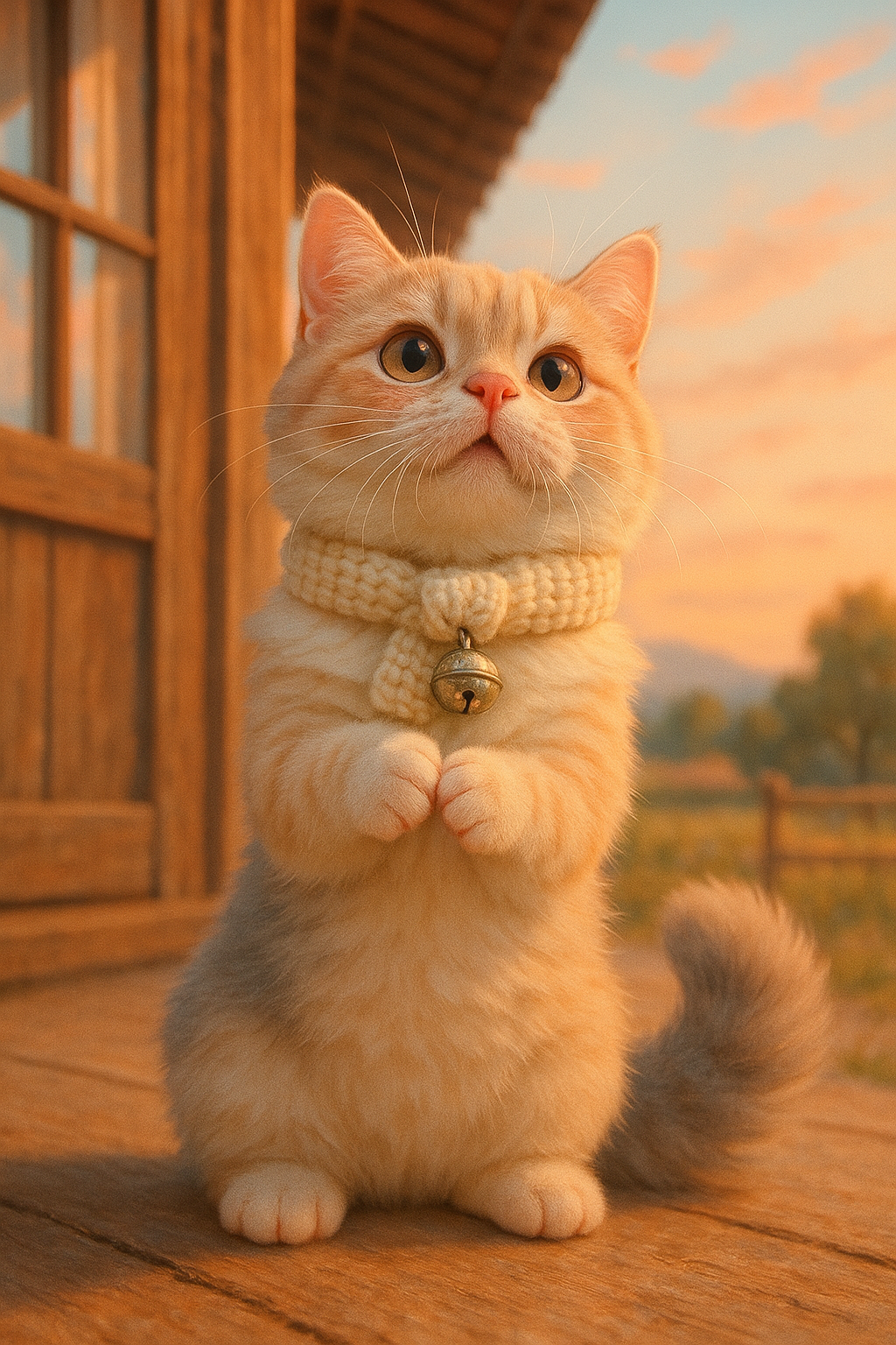 秋の縁側でおねだりマンチカン