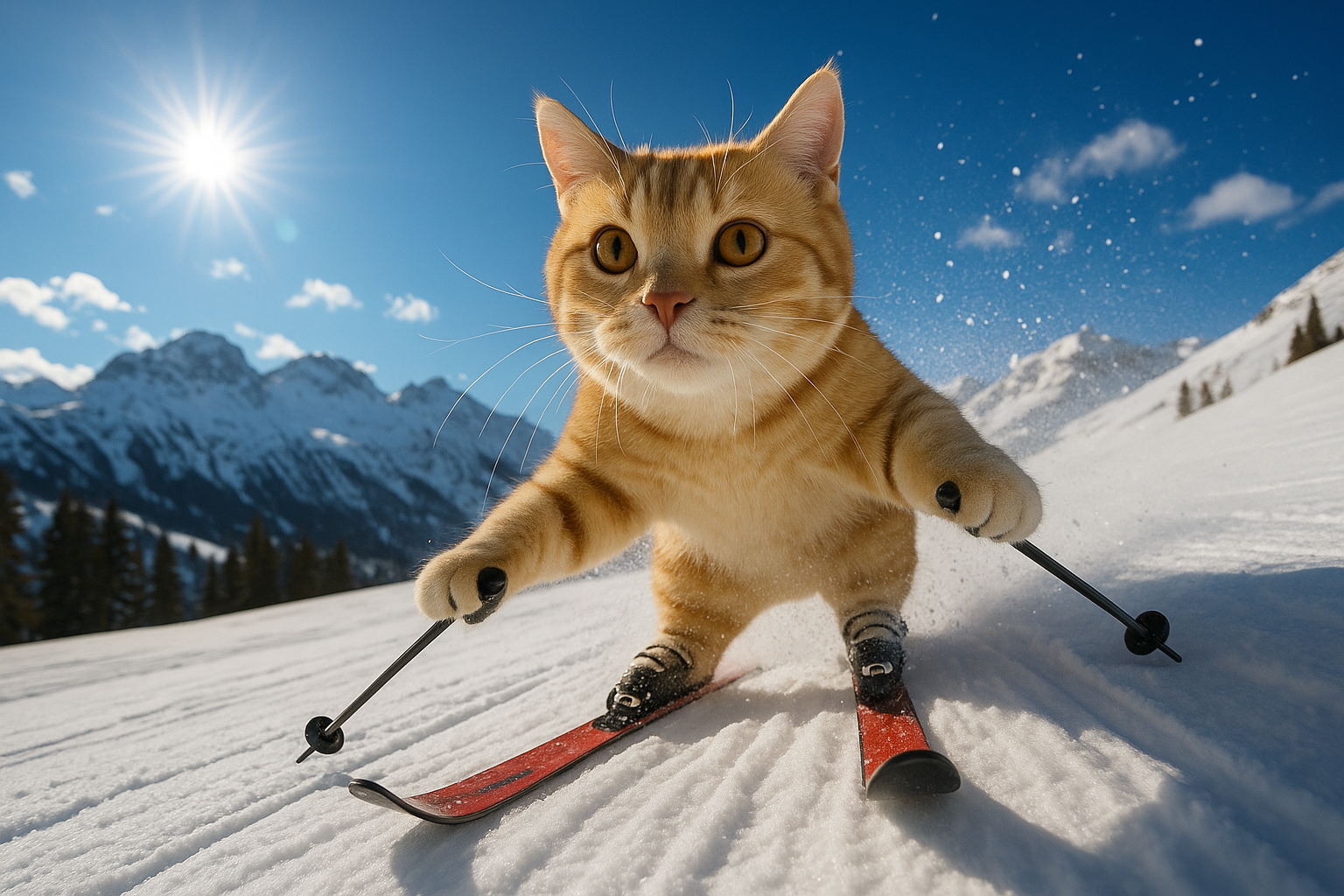 マンチカン、雪山を駆ける!