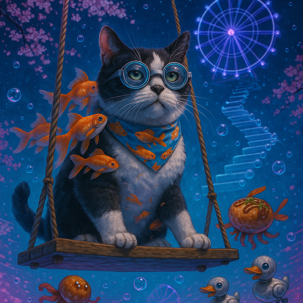 重力逆転アクアティックキャットと宇宙遊園地の夜