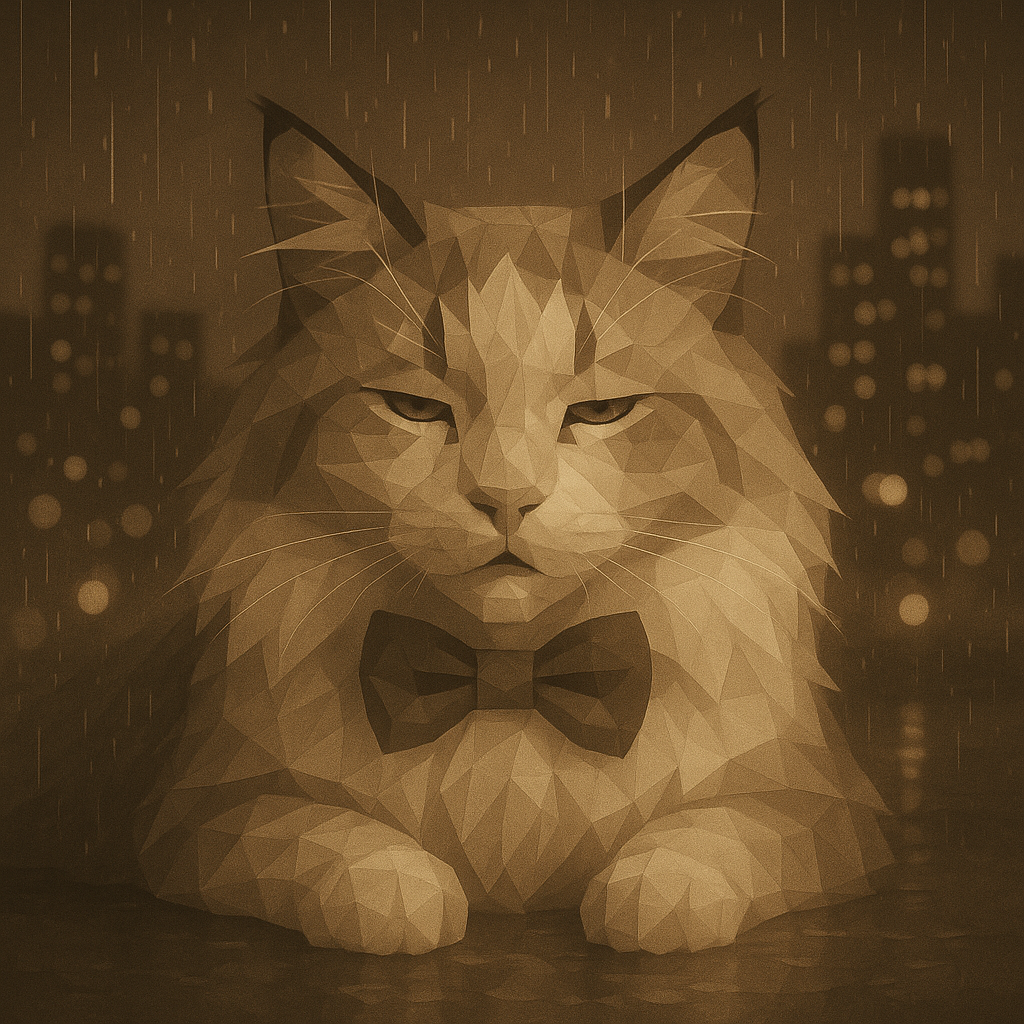 夜にたたずむノルウェージャンフォレストキャット