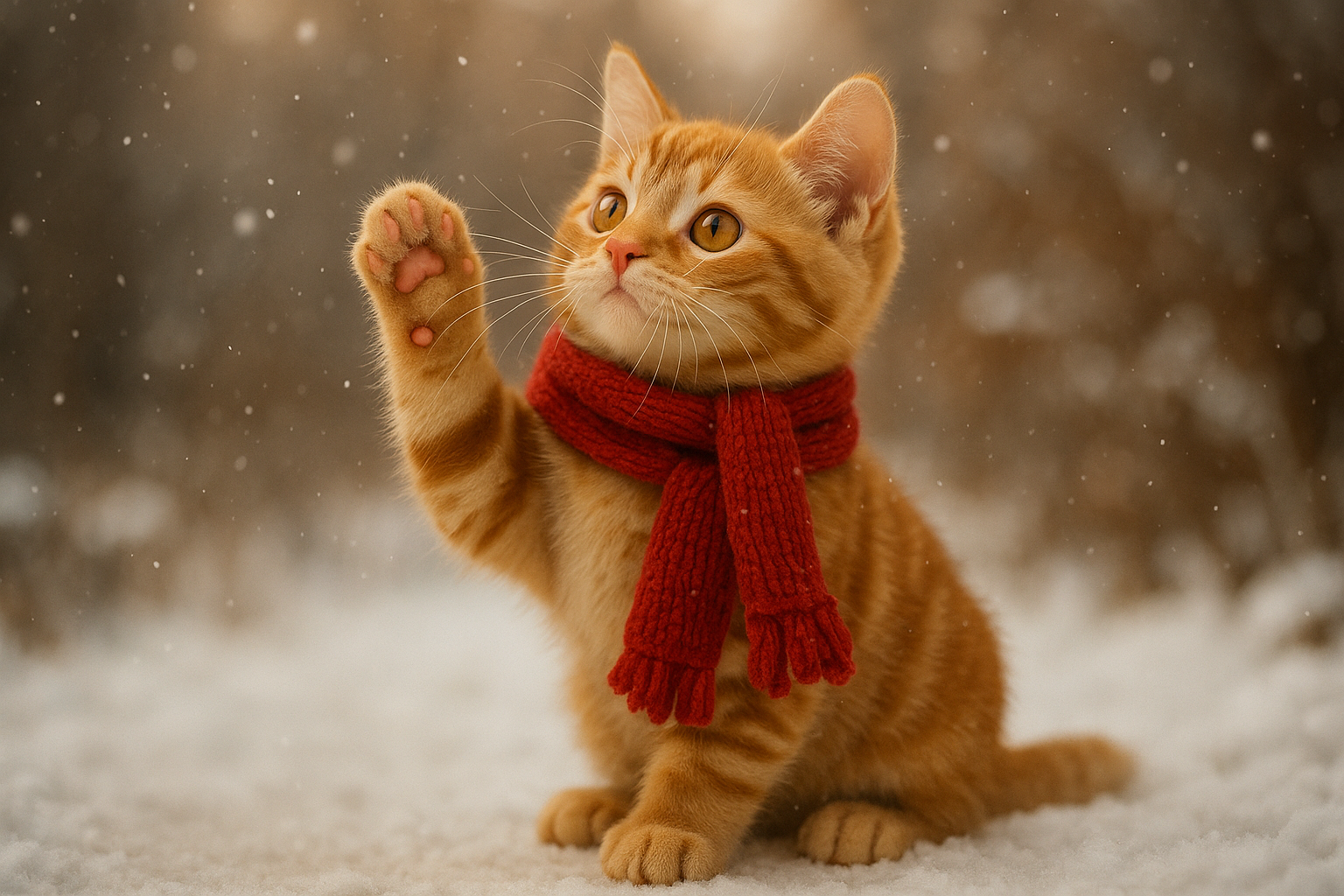 雪原に現れた導きの肉球