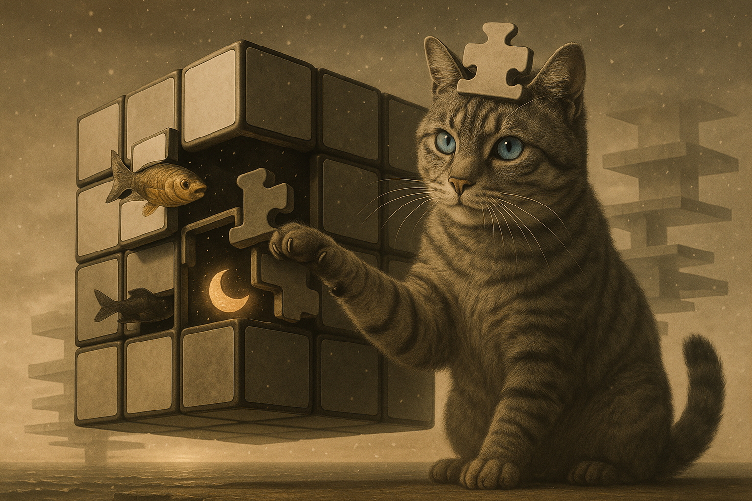 パズルキューブと魔法使い猫の多次元冒険