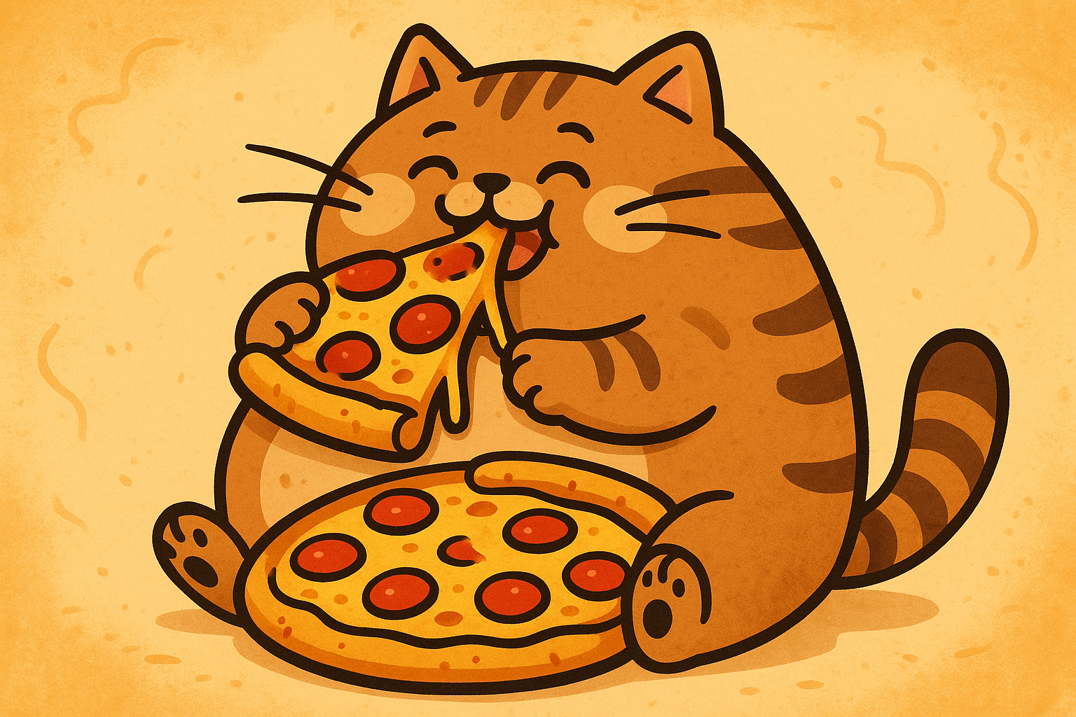 まるねこ ピザに夢中!