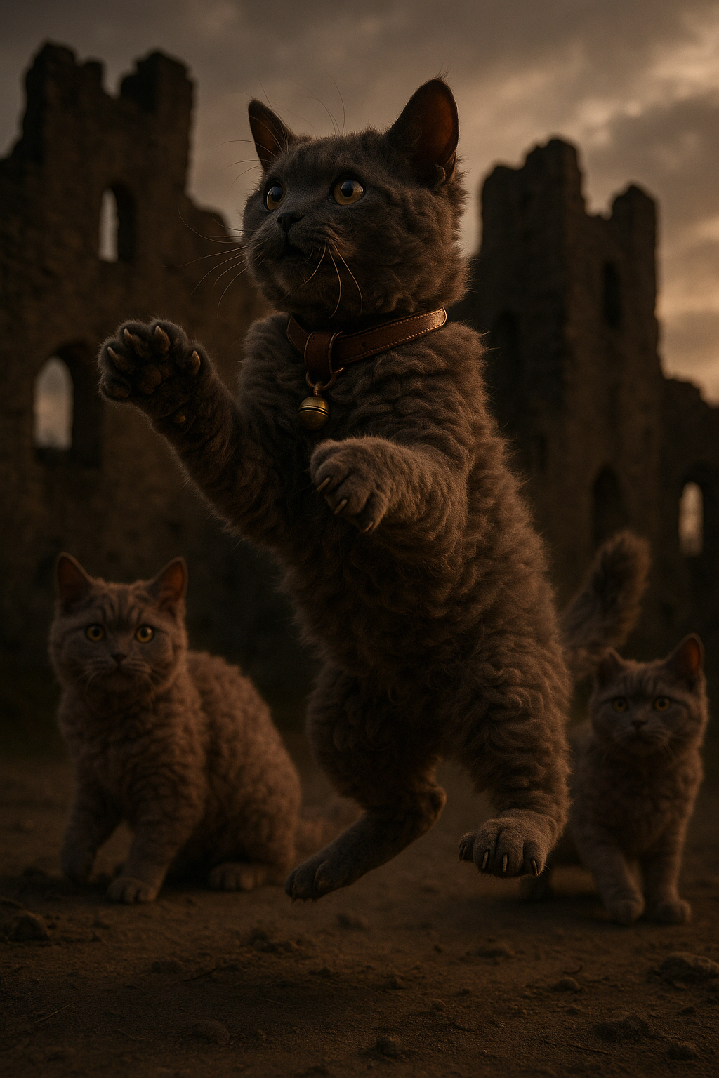 古城で跳ねるセルカークレックスたち