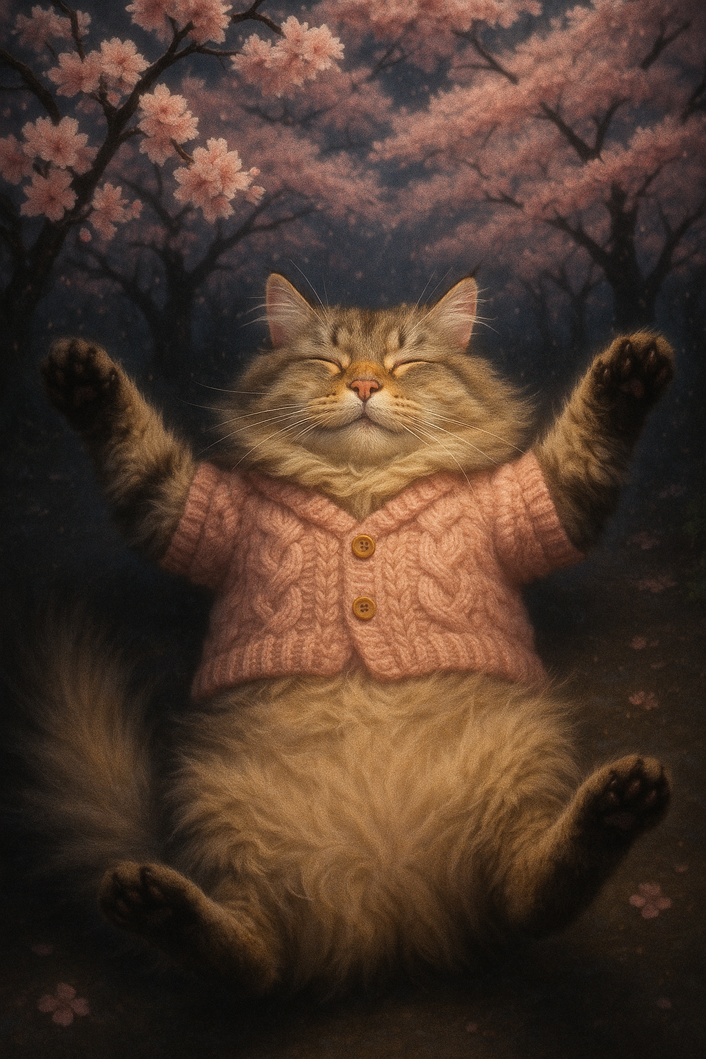 桜の午後とふわもこカーディガン