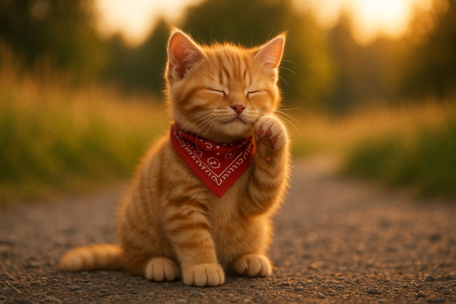 夕焼け小道の子猫