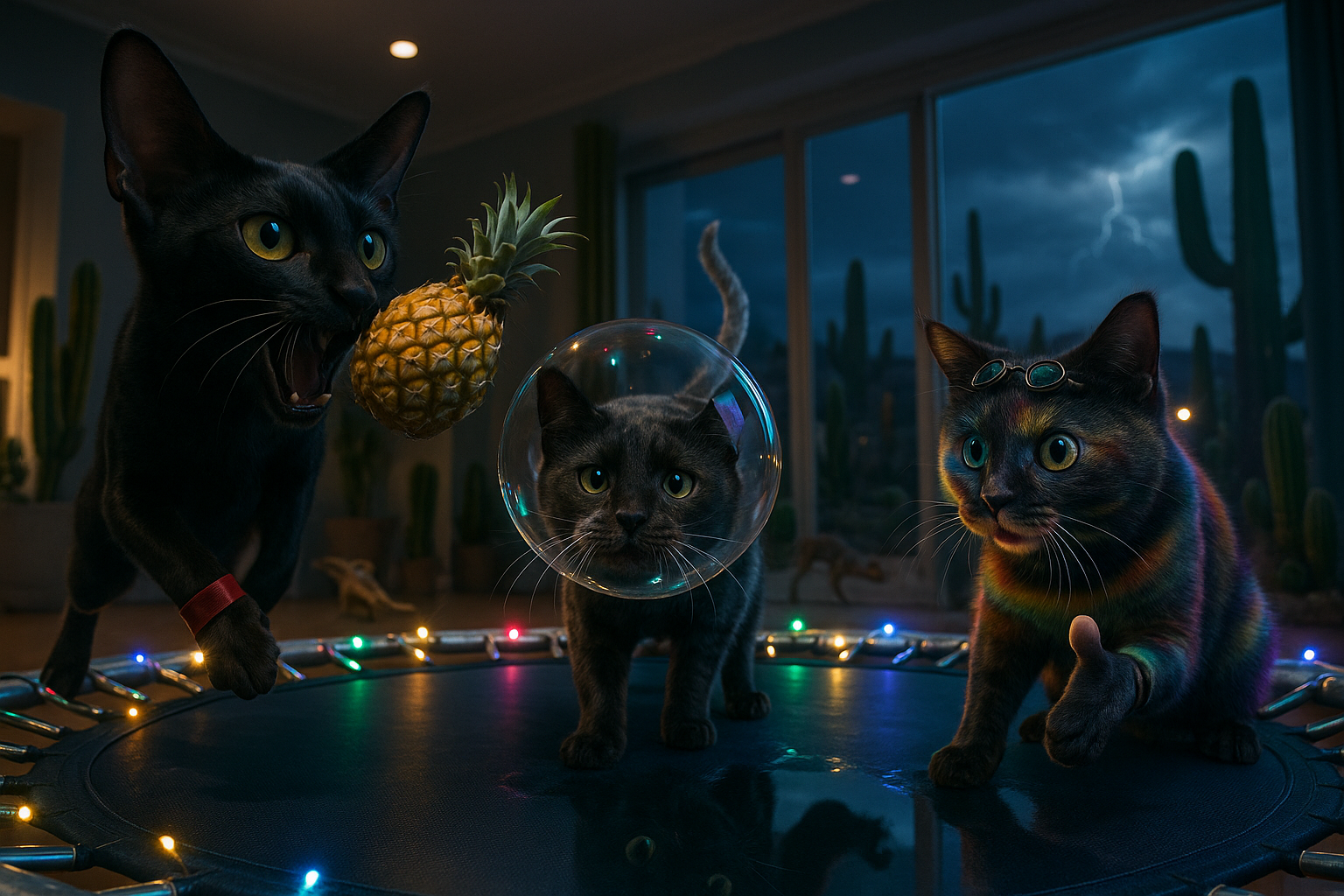 無重力ジャンプ!トランポリン猫のミラクルモーニング