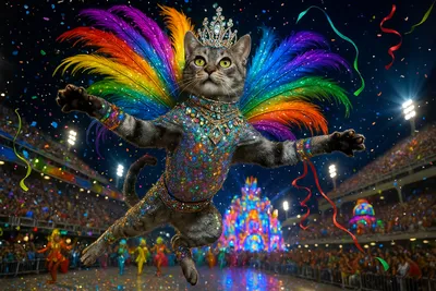 カーニバル・キングキャットの虹色空中ショー