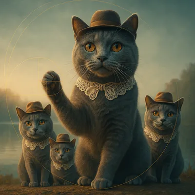 湖畔に集うシャルトリューたちの朝