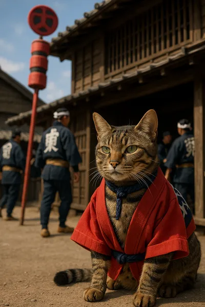 江戸の火消し猫と赤い半纏