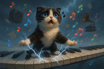 電撃ピアノスター!音符を操る子猫の奇跡