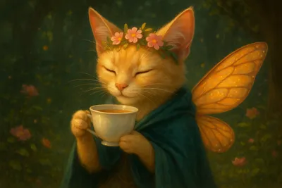 花冠の妖精仔猫と朝露ティーの奇跡