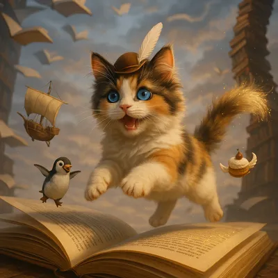 本から飛び出す物語の三毛子猫と幻想図書館