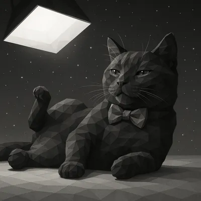 宇宙でくつろぐ黒いアメショー