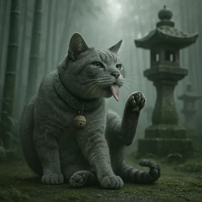 霧の竹林とマンクスの朝