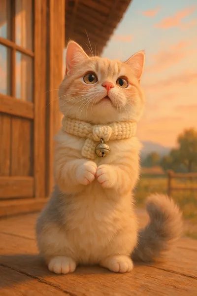 秋の縁側でおねだりマンチカン