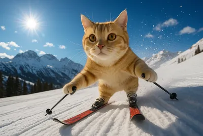 マンチカン、雪山を駆ける！