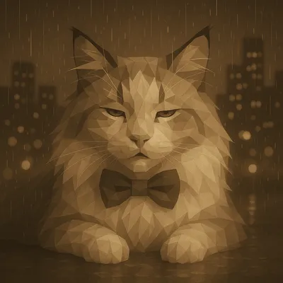 夜にたたずむノルウェージャンフォレストキャット