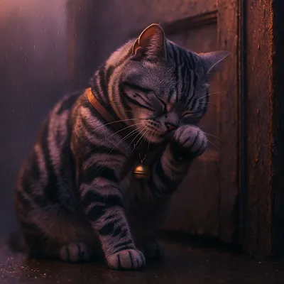 ノスタルジックな雨とアメショーの洗顔