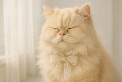 窓辺でまどろむペルシャの微笑み