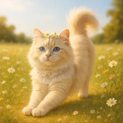 花咲く牧場の午後とラガマフィン