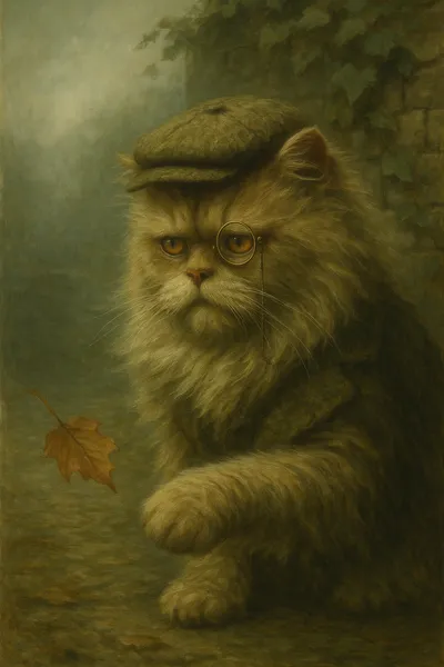 落ち葉と老猫の朝