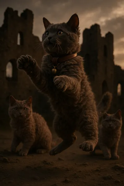 古城で跳ねるセルカークレックスたち