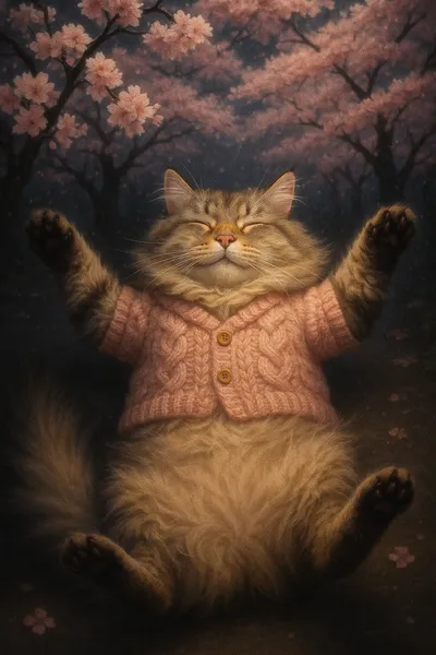 桜の午後とふわもこカーディガン