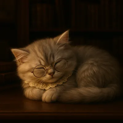 書斎で眠るチンチラの子猫