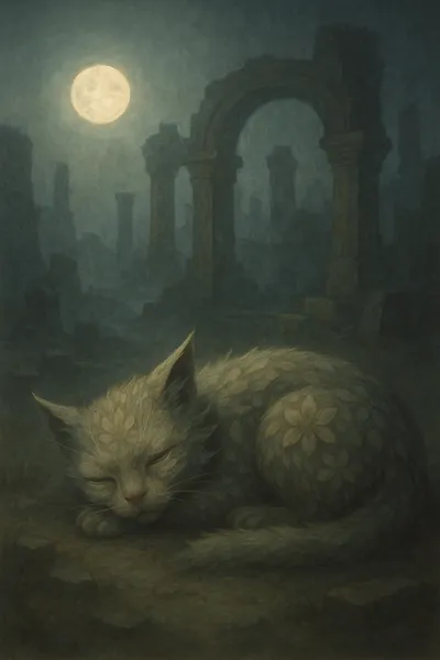 月光に眠る花模様の精霊老猫と古代遺跡の秘密