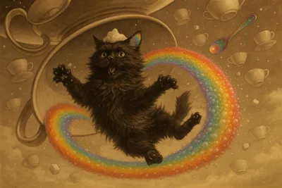 逆さまティーパーティーと虹の魔法猫