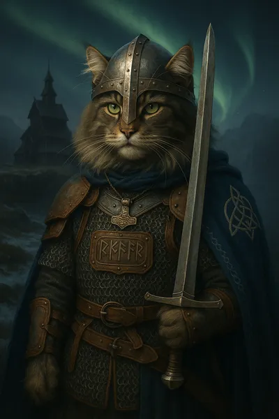 オーロラの下の誓い — ヴァイキング猫騎士