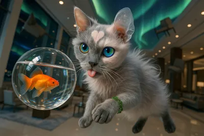 無重力ホテルとテレパシー対決—クラゲ耳のハート猫